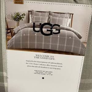 Ugg Callie Washed Yarn Dyed 3 Pc Duvet Cover Set King Bedding Seal Gray …